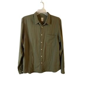 Kato by Hiroshi Kato Mens XL Green Cotton Long Sleeve Button Down Shirt USA Made